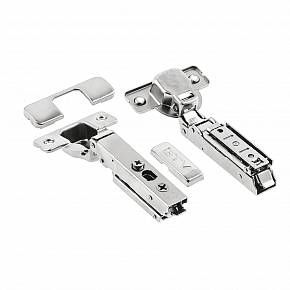 Петля SOLID PRO накладная самозакрывающаяся, регулировка в 3 плоскостях, с ответной планкой H-0 CLIPON, без еврошурупа — купить оптом и в розницу в интернет магазине GTV-Meridian.